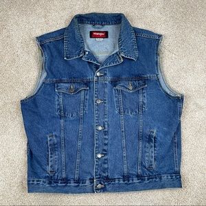 Vintage Wrangler blue Denim button up biker Vest